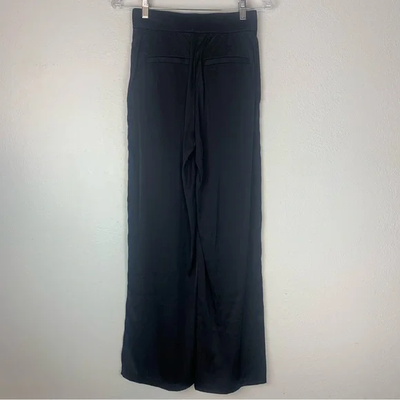 A&F Sloane Tailored Satin Trousers Pant 26/2 short Black High Rise Wide Leg NWT - Picture 5 of 12